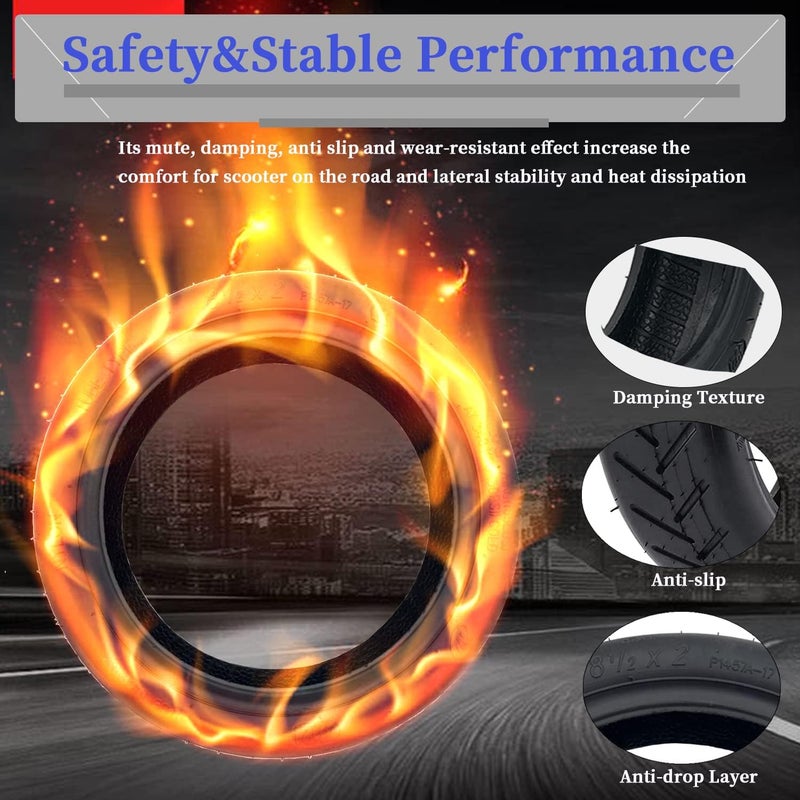 Cooryda 8.5'' Tire&Tube,8 1/2×2 Electric Scooter Tire Replacement Wheels for Gotrax Gxl V2/Xiaomi M365,8.5x2 Spare Wheel Tires for Front Rear Replacement Tires Durable Butyl Rubber Tire（2inner+2outer） - Image 2